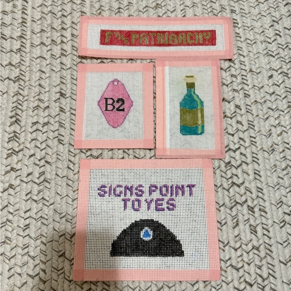 BUNDLE of 4 Handpainted Needlepoint Canvases — 13 and 18 Mesh - Picture 2 of 6